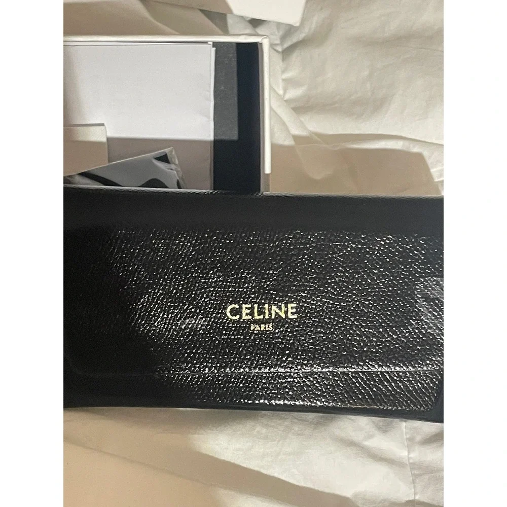CELINE PARIS CL40216U Black Acetate Square Sunglasses with Gold Triomphe‎ Logo